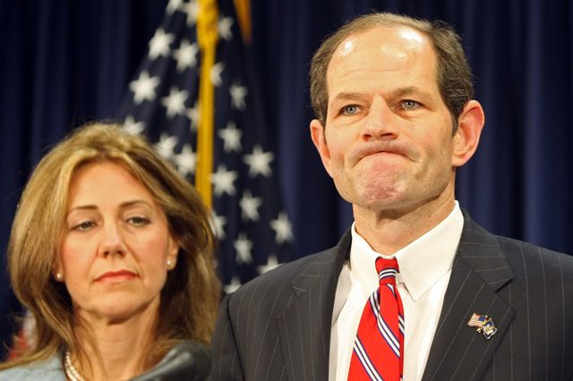 Silda Spitzer and Eliot Spitzer when he admitted to banging prostitutes on March 10, 2008